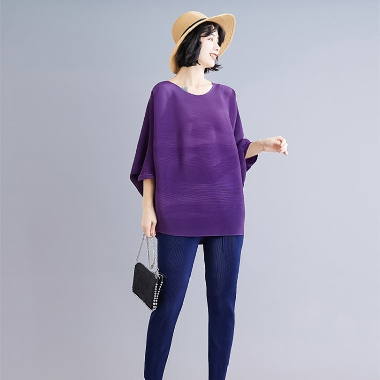 Pleated Bat Sleeve Top Loose Pleated T-shirt