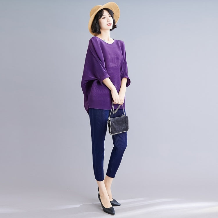 Pleated Bat Sleeve Top Loose Pleated T-shirt