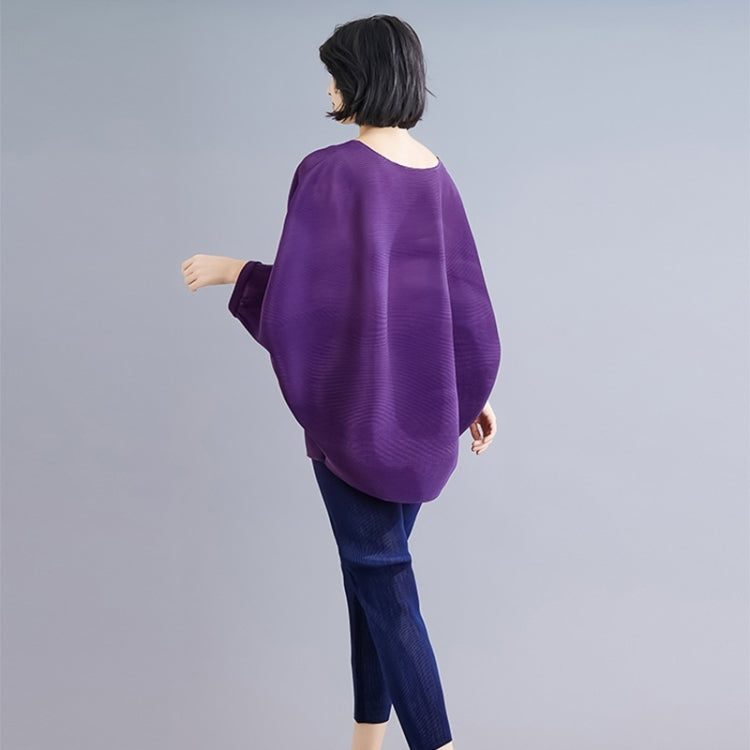 Pleated Bat Sleeve Top Loose Pleated T-shirt