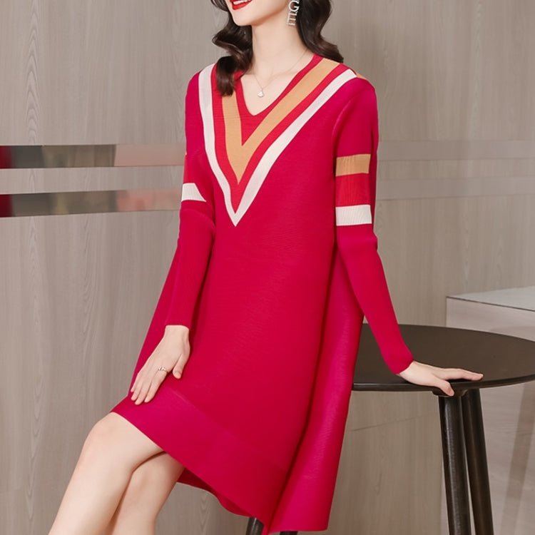 Casual Slim Navy Style V-neck Dress