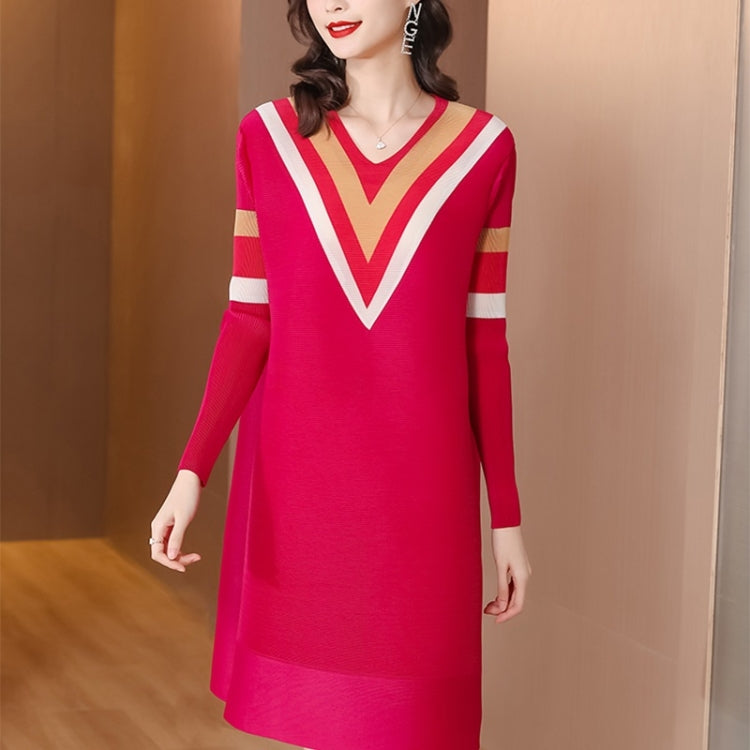 Casual Slim Navy Style V-neck Dress