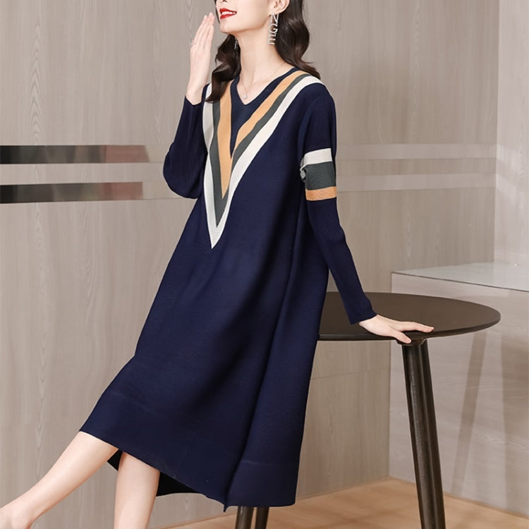Casual Slim Navy Style V-neck Dress
