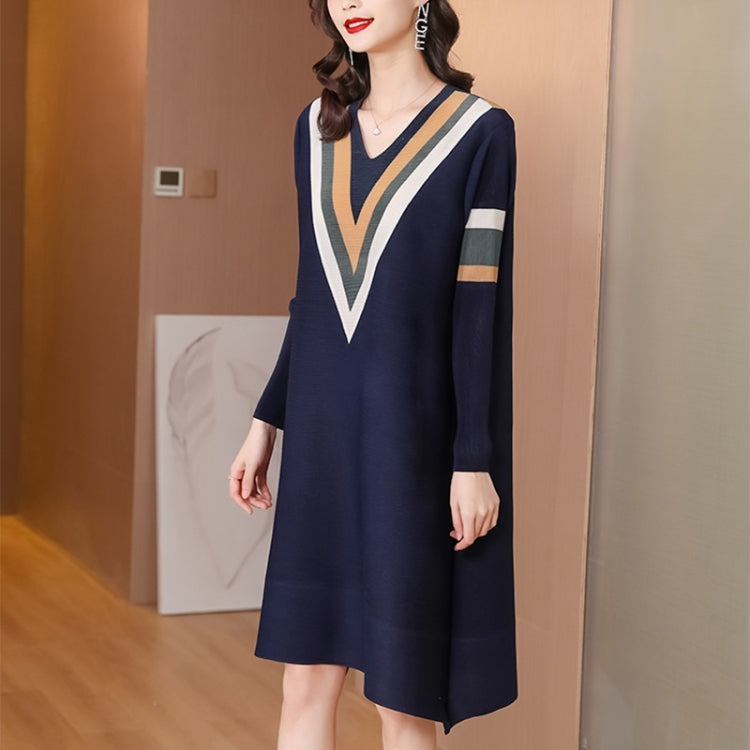 Casual Slim Navy Style V-neck Dress