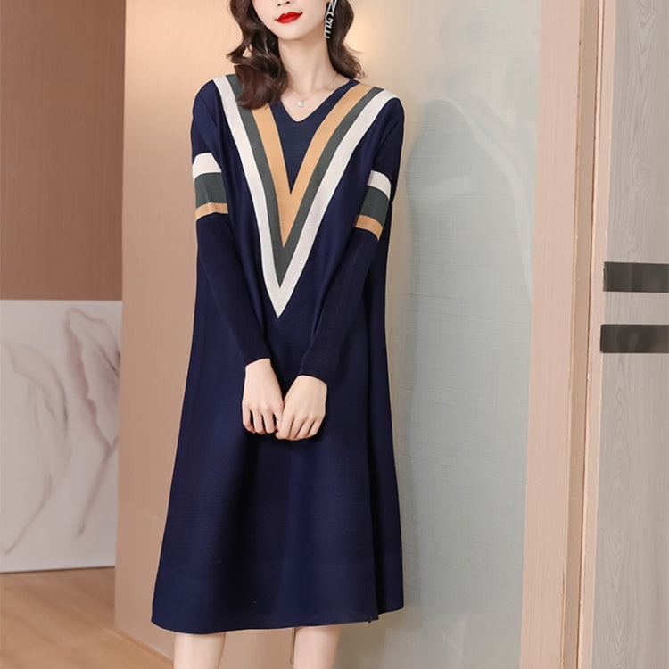 Casual Slim Navy Style V-neck Dress