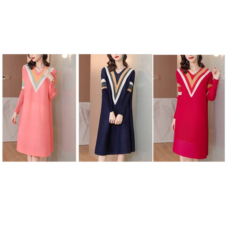 Casual Slim Navy Style V-neck Dress