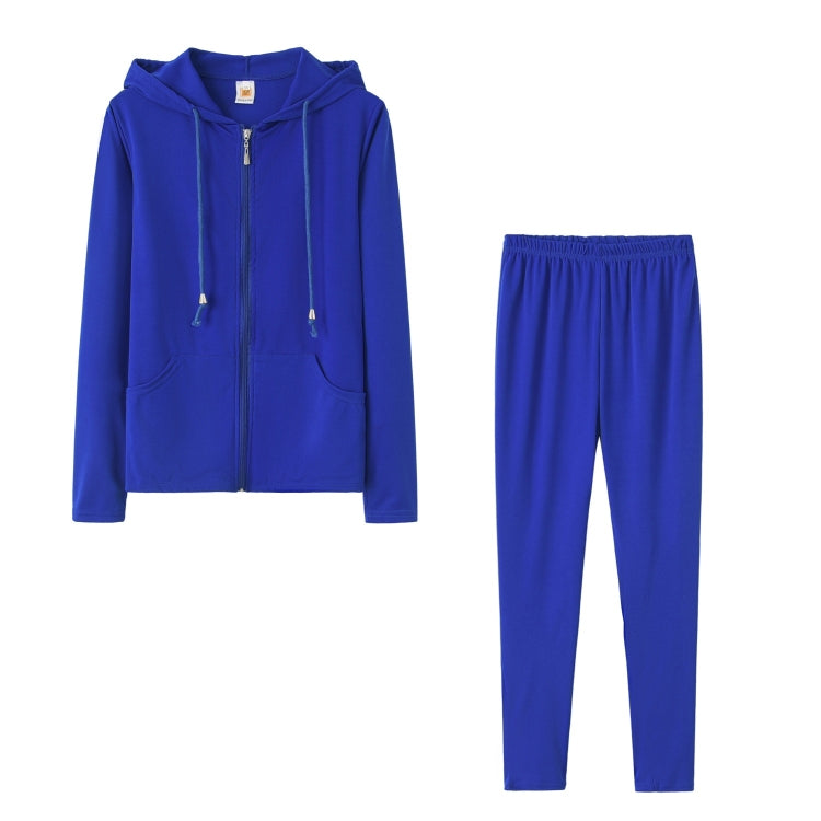 Spring Solid Color Tight-fitting Casual Hooded Sweater + Trousers Suit for Ladies