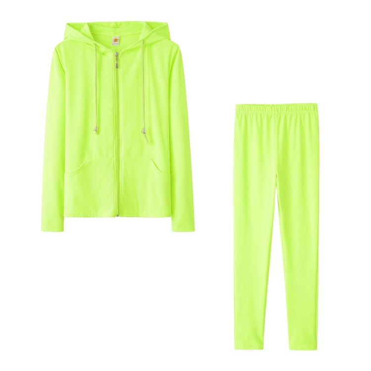 Spring Solid Color Tight-fitting Casual Hooded Sweater + Trousers Suit for Ladies