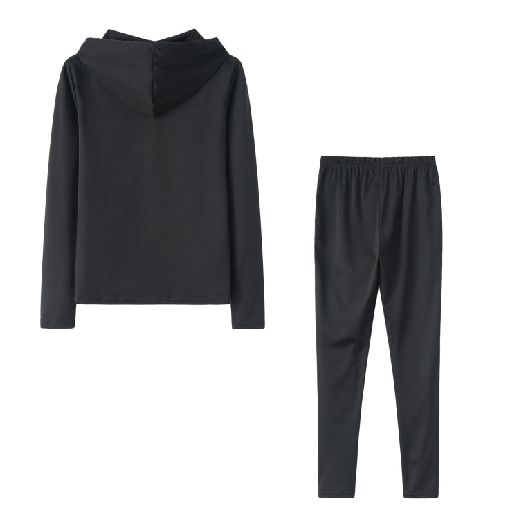 Spring Solid Color Tight-fitting Casual Hooded Sweater + Trousers Suit for Ladies
