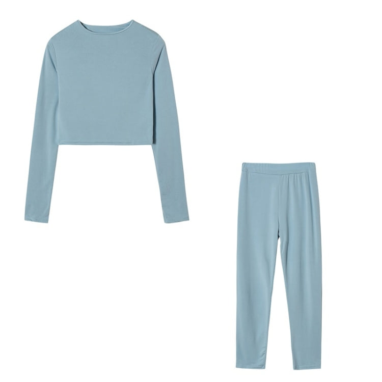 Fall Winter Solid Color Slim Fit Long-sleeved Sweatshirt + Trousers Suit for Ladies