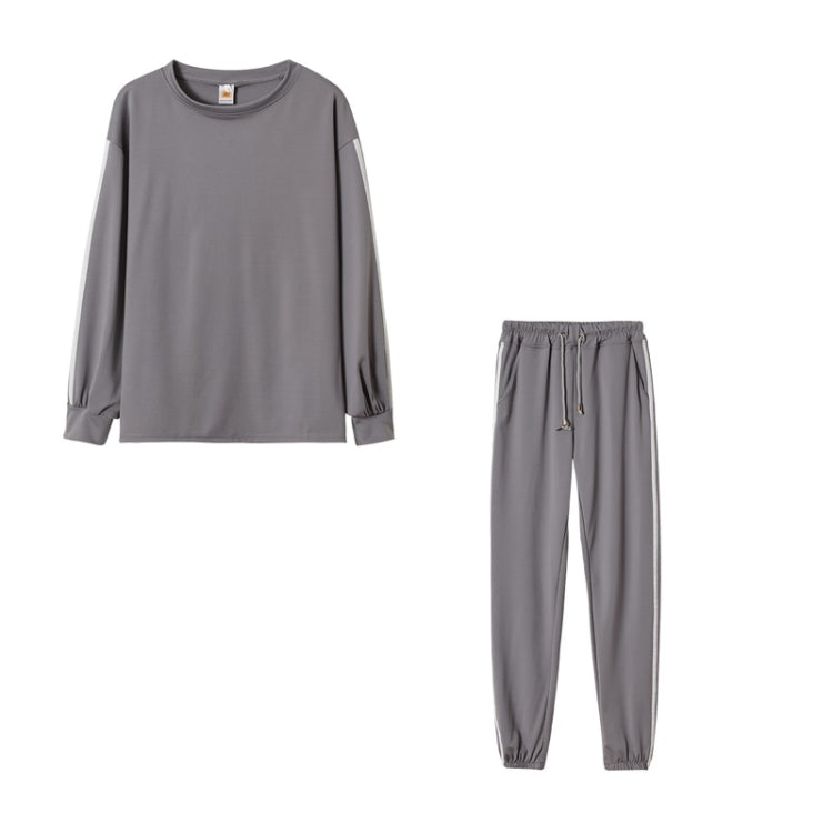 Autumn Loose Side Stripe Long Sleeve Sportswear + Trousers Suit For Ladies