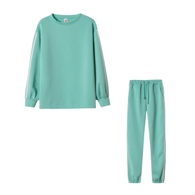 Autumn Loose Side Stripe Long Sleeve Sportswear + Trousers Suit For Ladies
