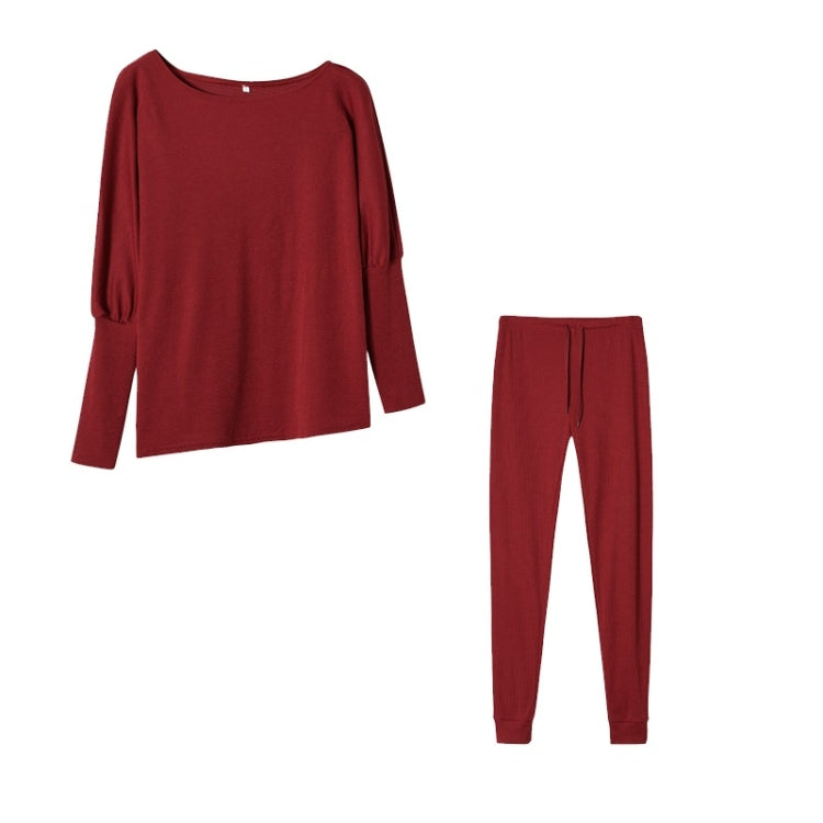 2 in 1 Autumn Pure Color Slanted Shoulder Long Sleeve Sweatshirt Set For Ladies