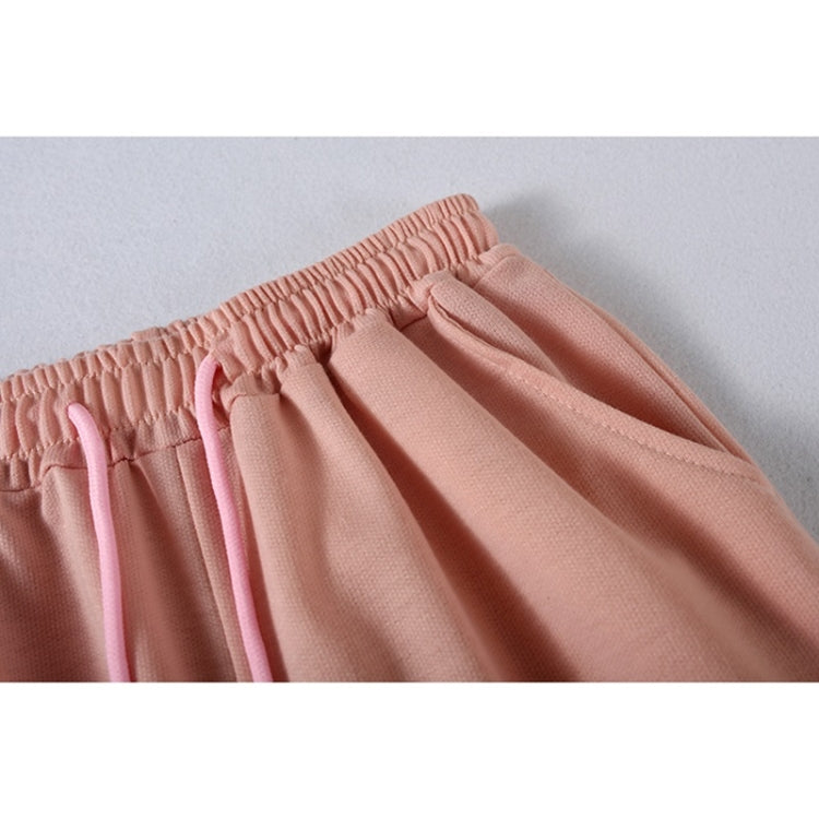 2 in 1 Spring Autumn Solid Color Loose Round Neck Long Sleeve Shirt + Shorts Set for Ladies