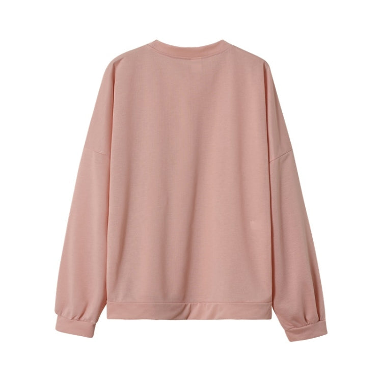 2 in 1 Spring Autumn Solid Color Loose Round Neck Long Sleeve Shirt + Shorts Set for Ladies