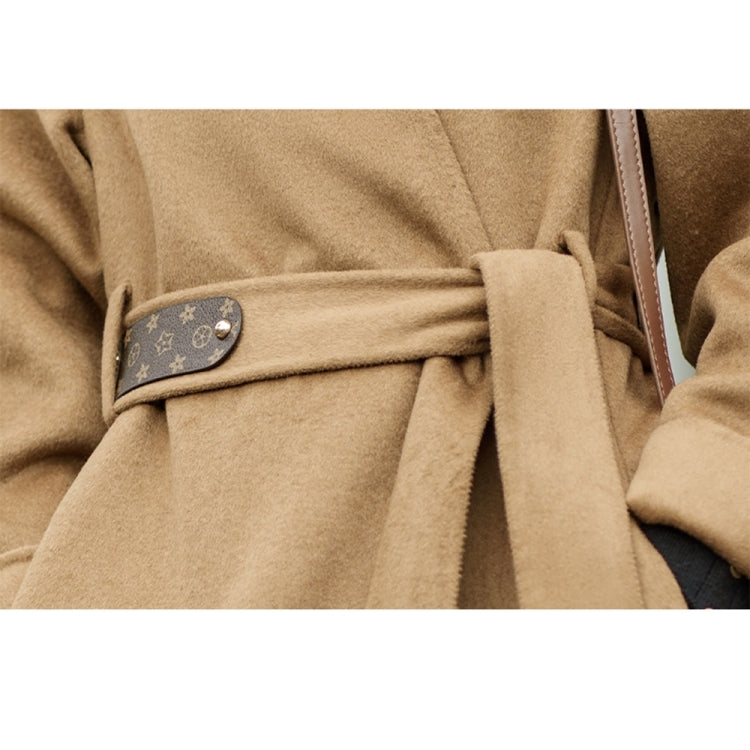 Winter Solid Color Mid-length Loose Woolen Coat With Belt for Women