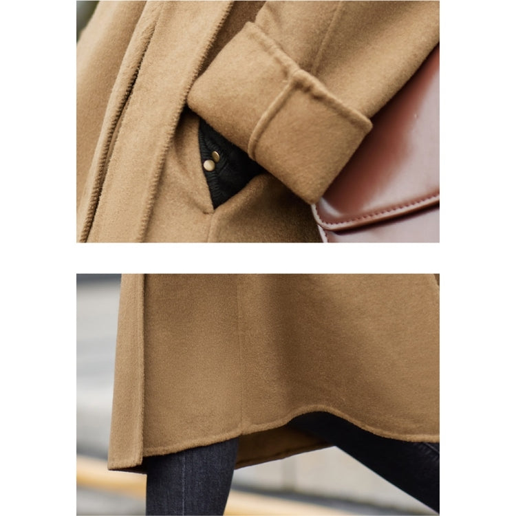Winter Solid Color Mid-length Loose Woolen Coat With Belt for Women