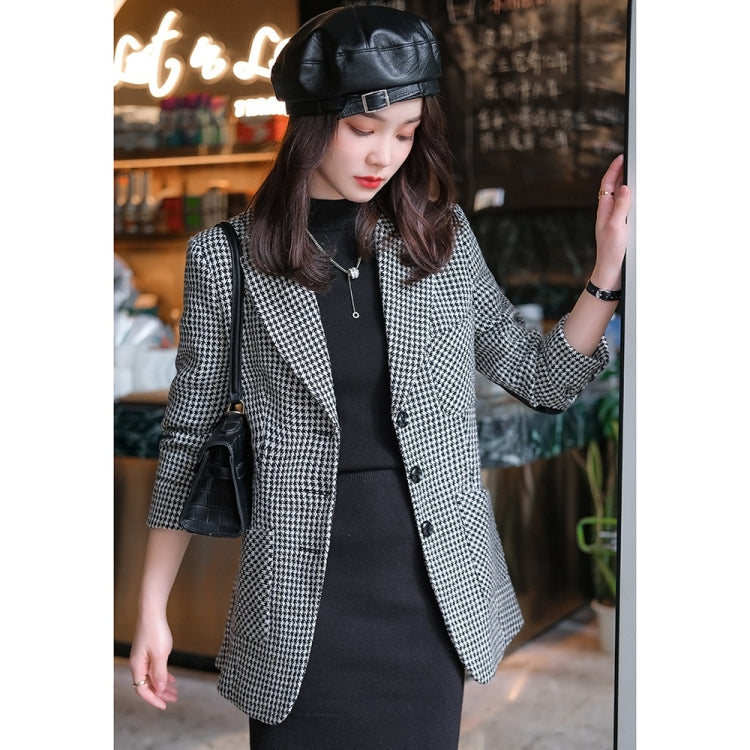 Autumn Houndstooth Suit Jacket For Ladies