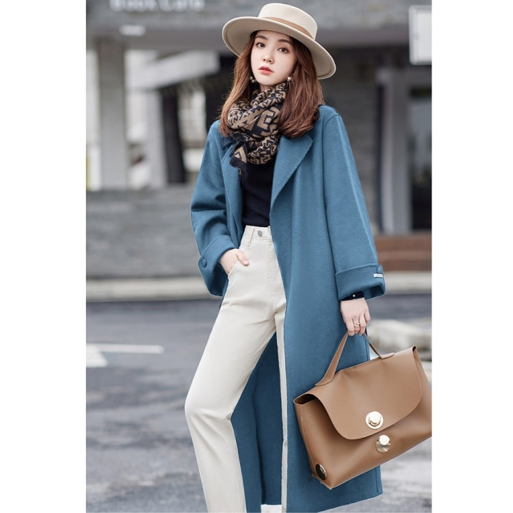 Winter Solid Color Double-sided Mid-length Loose Woolen Coat With Belt for Women