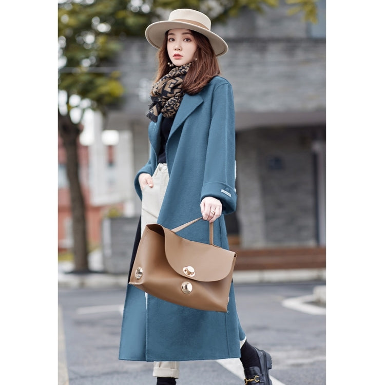 Winter Solid Color Double-sided Mid-length Loose Woolen Coat With Belt for Women