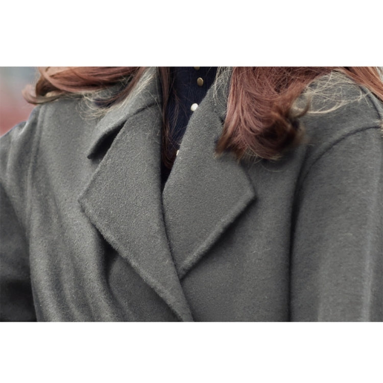 Winter Solid Color Double-sided Mid-length Loose Woolen Coat With Belt for Women