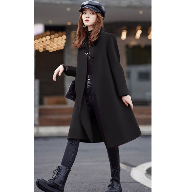 Winter Solid Color Double-sided Mid-length Loose Woolen Coat for Women