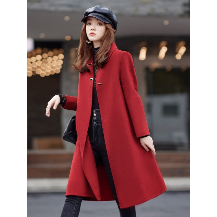 Winter Solid Color Double-sided Mid-length Loose Woolen Coat for Women