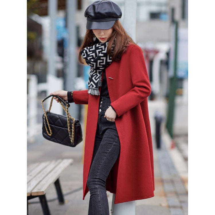 Winter Solid Color Double-sided Mid-length Loose Woolen Coat for Women