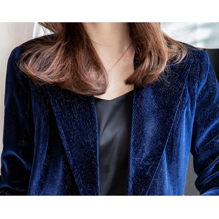 Autumn Winter Gold Velvet Fabric Suit Jacket + Trousers Suit for Ladies