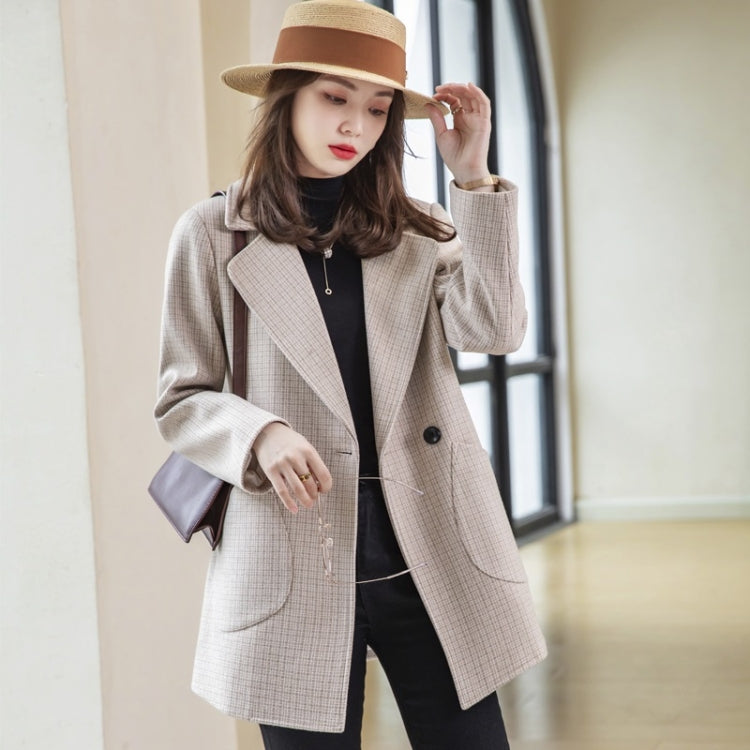 Autumn Plaid Suit Jacket For Ladies