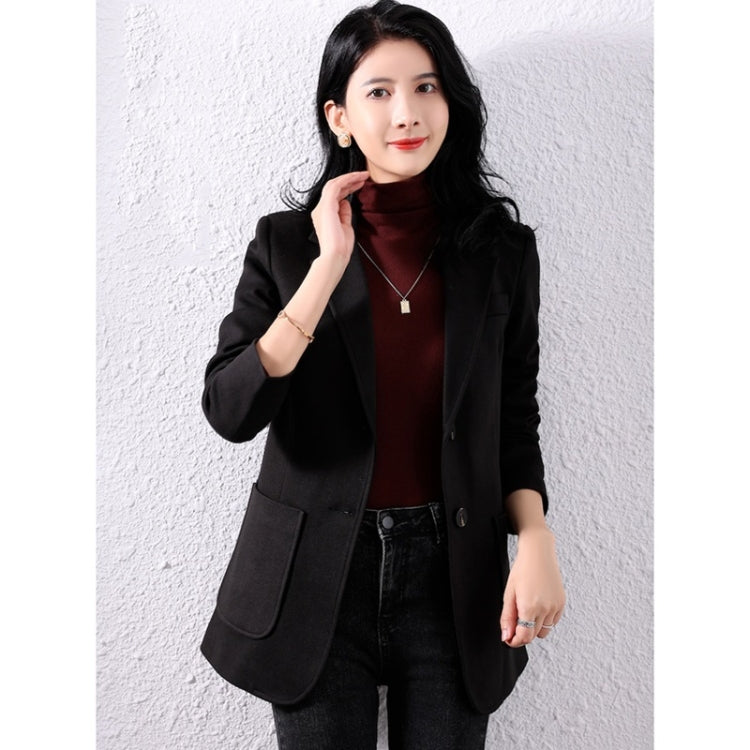 Fall Pure Color Woolen Blazer For Ladies