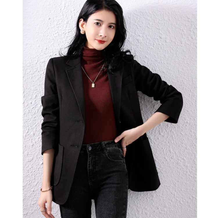 Fall Pure Color Woolen Blazer For Ladies
