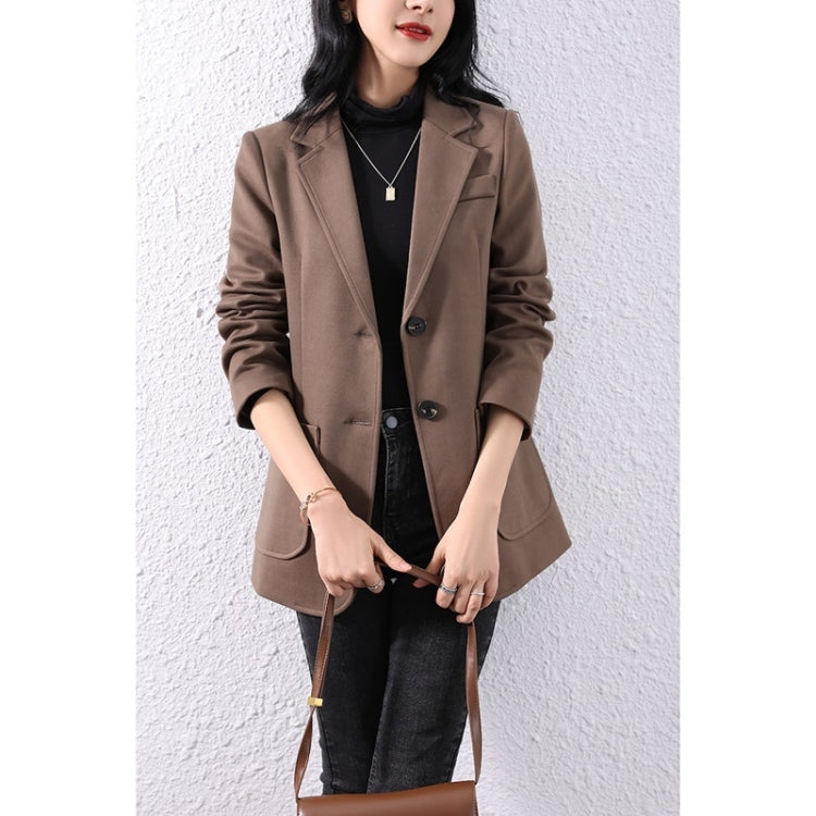 Fall Pure Color Woolen Blazer For Ladies