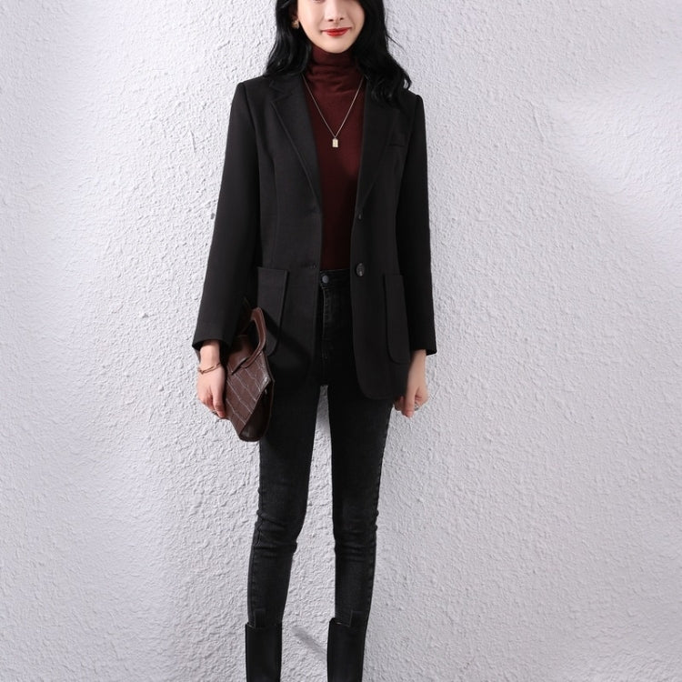 Fall Pure Color Woolen Blazer For Ladies