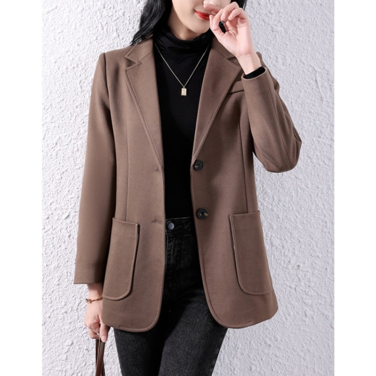 Fall Pure Color Woolen Blazer For Ladies