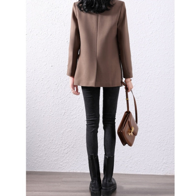 Fall Pure Color Woolen Blazer For Ladies
