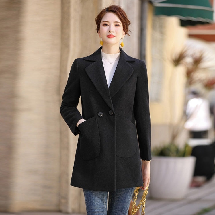 Autumn And Winter Solid Color Woolen Coat For Ladies