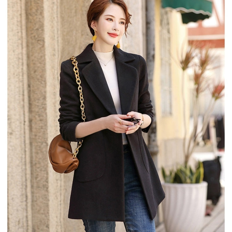 Autumn And Winter Solid Color Woolen Coat For Ladies