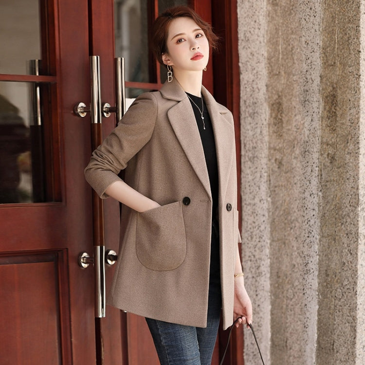 Autumn And Winter Solid Color Woolen Coat For Ladies