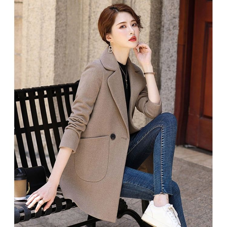 Autumn And Winter Solid Color Woolen Coat For Ladies