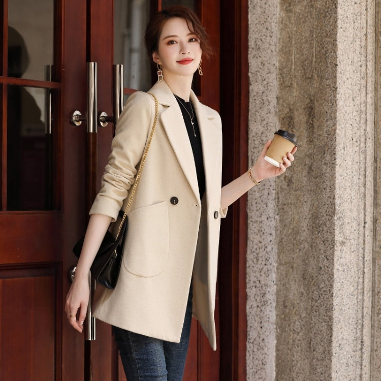 Autumn And Winter Solid Color Woolen Coat For Ladies