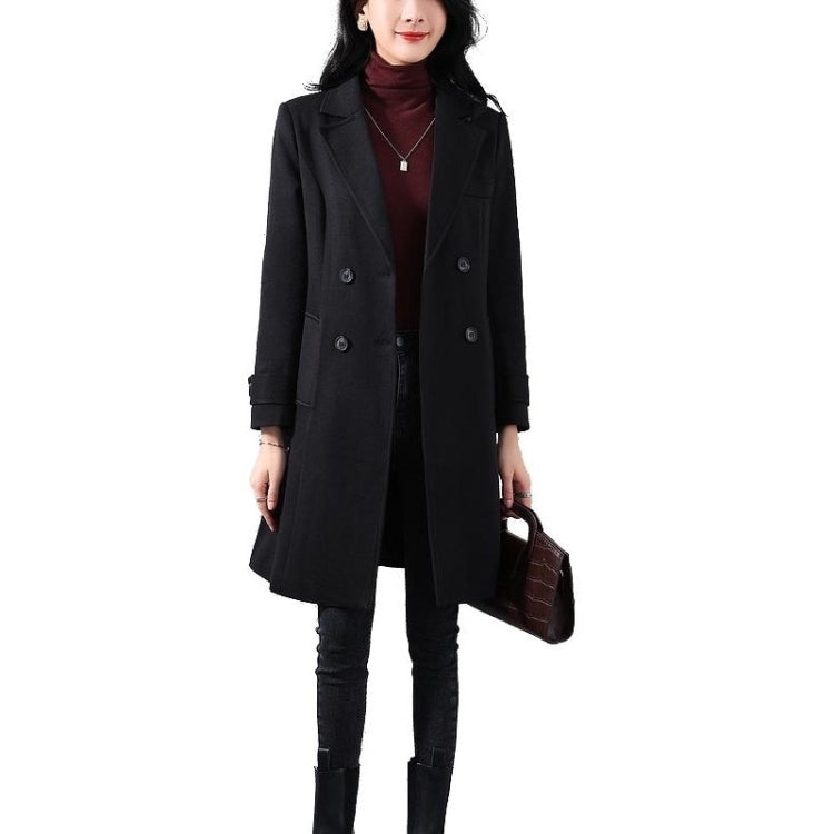 Fall Solid Color Double-sided Mid-length Woolen Coat For Ladies