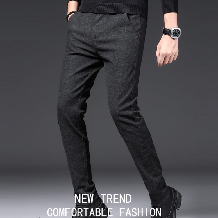 Men Slim Trendy Brushed Wool Casual Pants