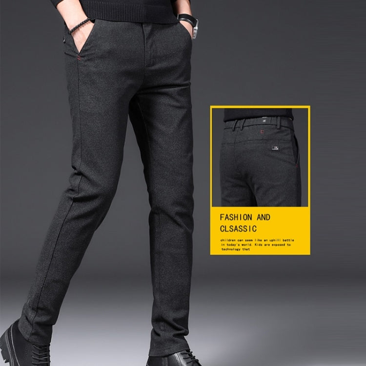 Men Slim Trendy Brushed Wool Casual Pants
