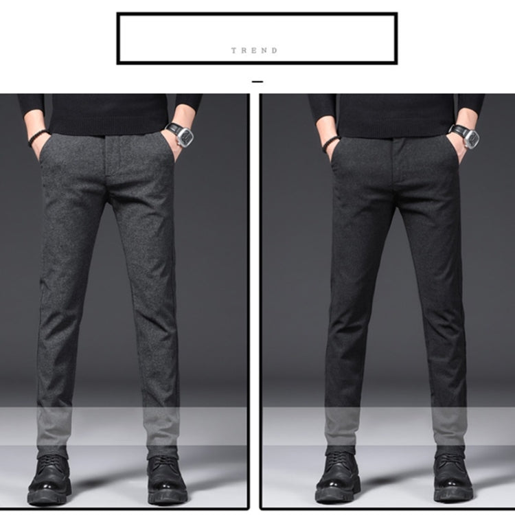 Men Slim Trendy Brushed Wool Casual Pants