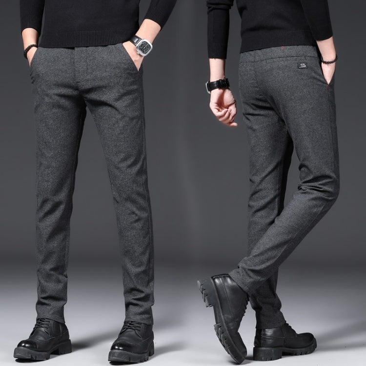 Men Slim Trendy Brushed Wool Casual Pants