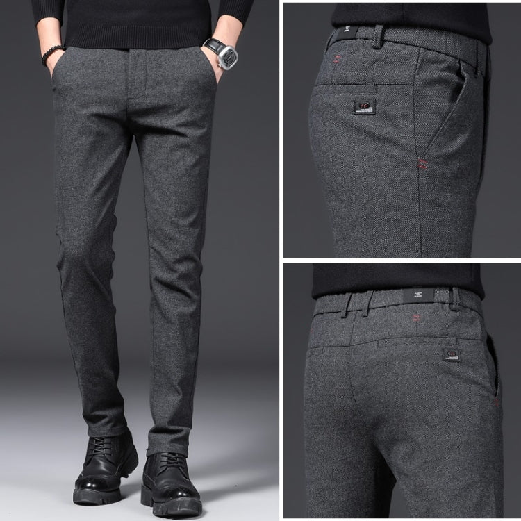 Men Slim Trendy Brushed Wool Casual Pants
