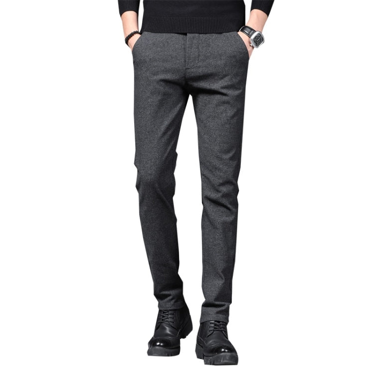 Men Slim Trendy Brushed Wool Casual Pants