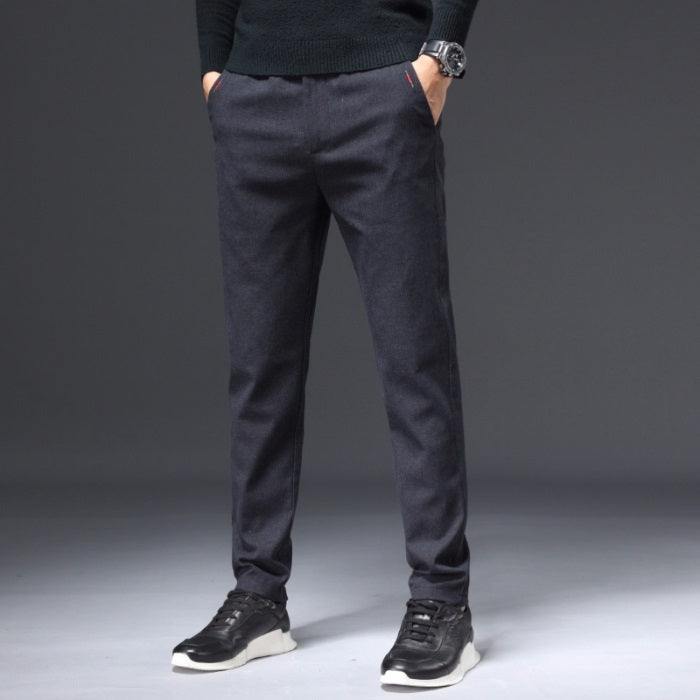 Slim-fit Sanded Woolen Men Trousers