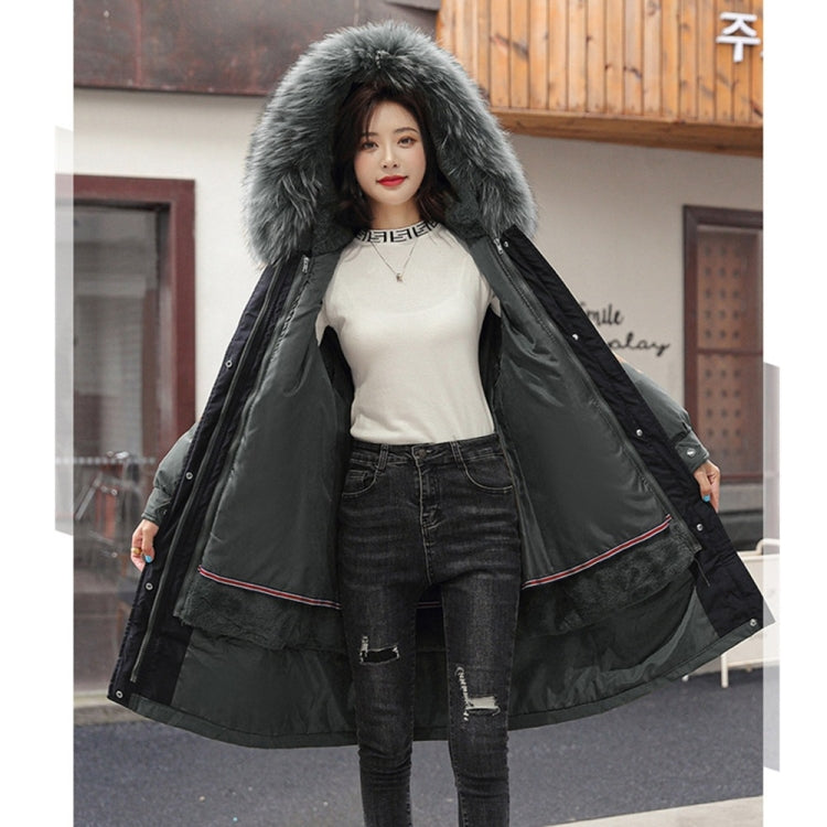 Mid-length Large Fur Collar Padded Coat Jacket