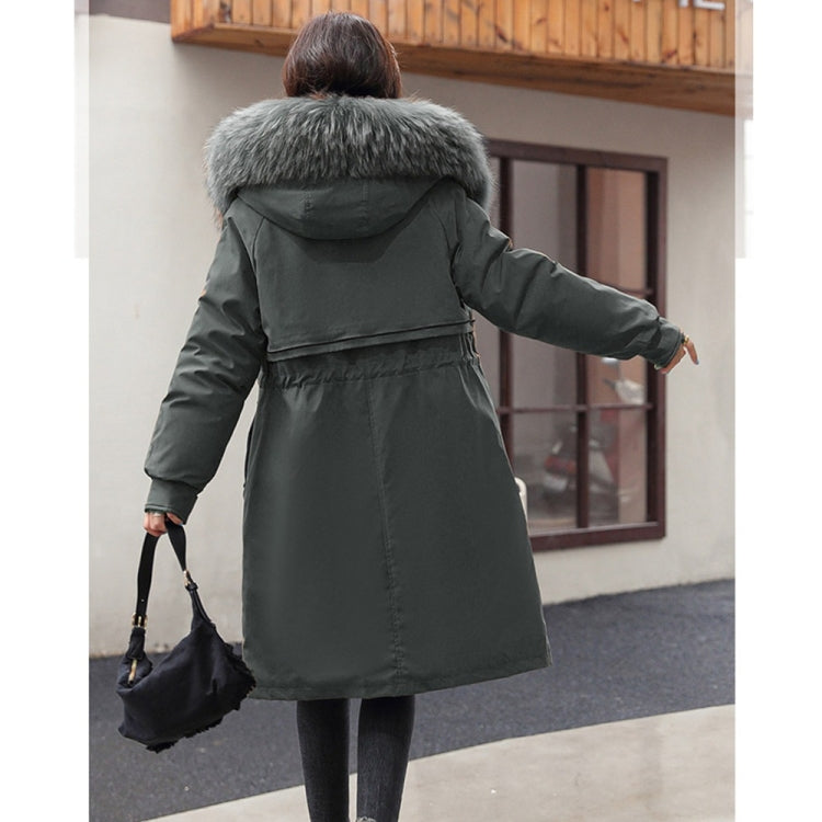 Mid-length Large Fur Collar Padded Coat Jacket